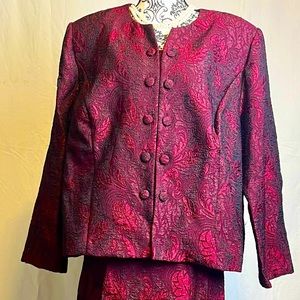 Koret suit, size 24 women's petite, burgundy and black.